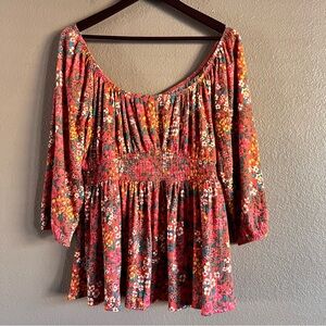 Torrid Textured Jersey Smocked Waist Top Size 1